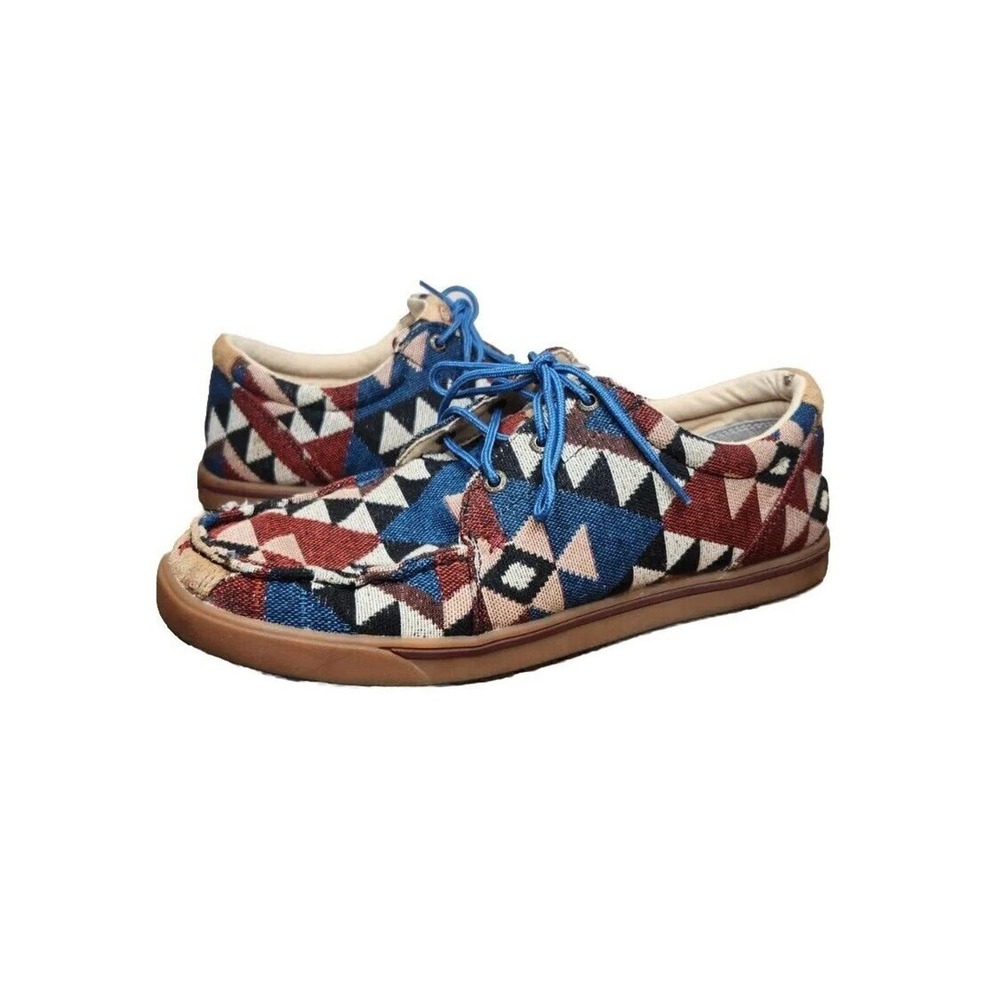 Twisted X Sz 10M Women's Hooey Moc Toe Southwestern Canvas Shoes WHYC001